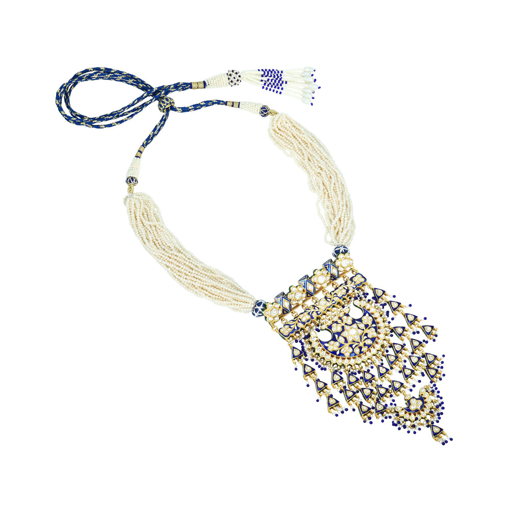 Indigo Enameled With Cheed Pearl Pendant